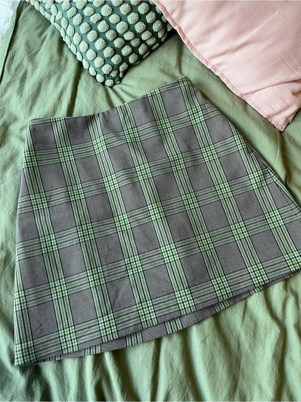 Wilfred Green and Black Plaid Mini Skirt